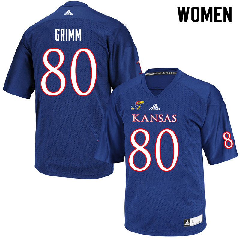 Women #80 Luke Grimm Kansas Jayhawks College Football Jerseys Sale-Royal